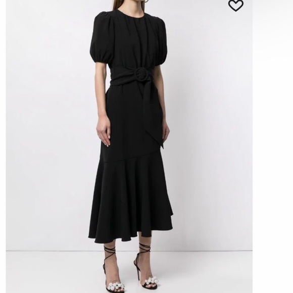 Sachin + Babi Dresses & Skirts - Sachin + Babi Black Puff-Sleeve Midi Camilla Dress with Belted Waist